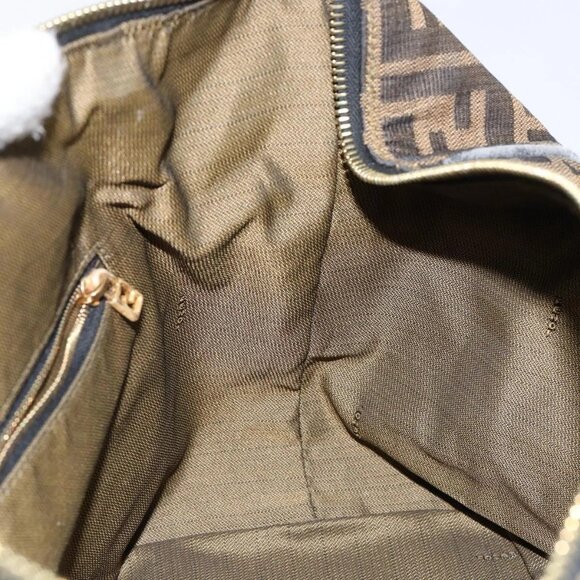 FENDI Zucca Canvas Vanity Hand Bag Black Brown Auth 146506 - Picture 11 of 16